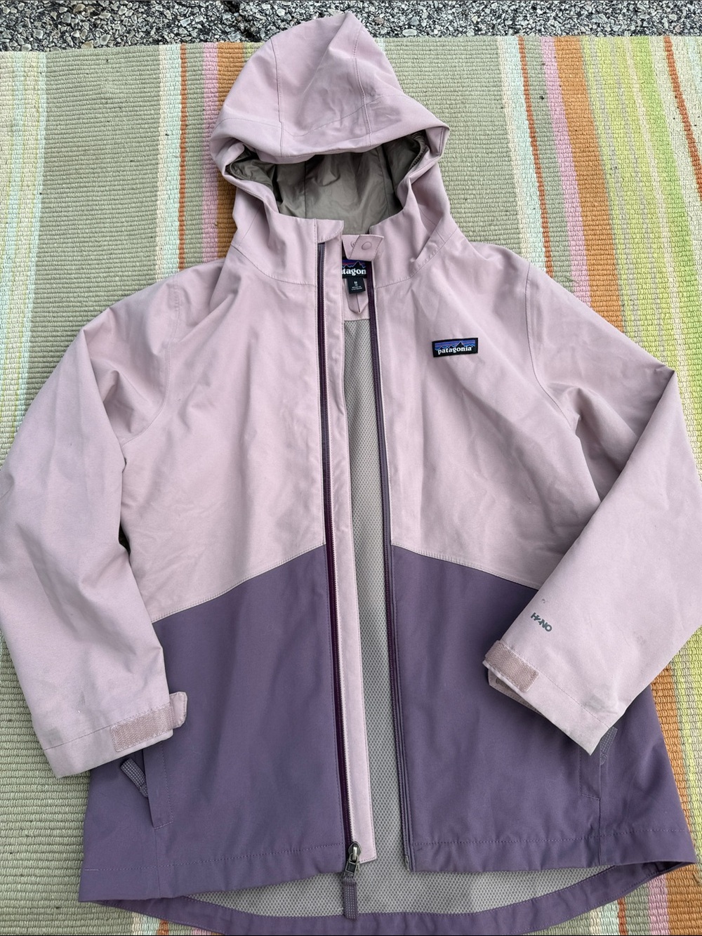 Patagonia Kids Hooded Two-Tone Pink and Purple Raincoat